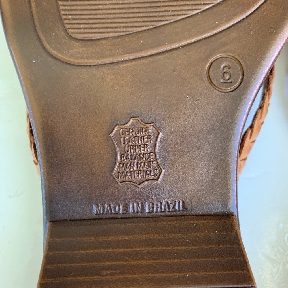 NWOT Croft & Barrow tan leather slide sandals - Picture 8 of 8